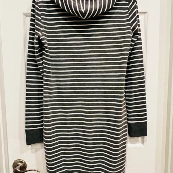 Maurices Gray Striped Hooded Sweatshirt Dress - Picture 3 of 3